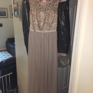 Metallic Gold David’s Bridal Bridesmaid dress